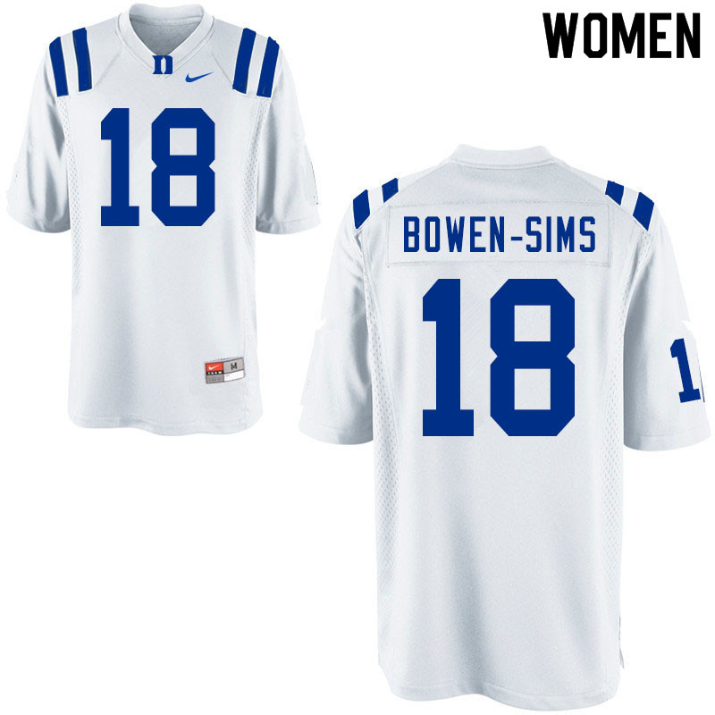 Women #18 Malik Bowen-Sims Duke Blue Devils College Football Jerseys Sale-White